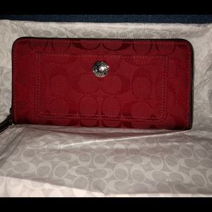 Coach wallet red & dark brown